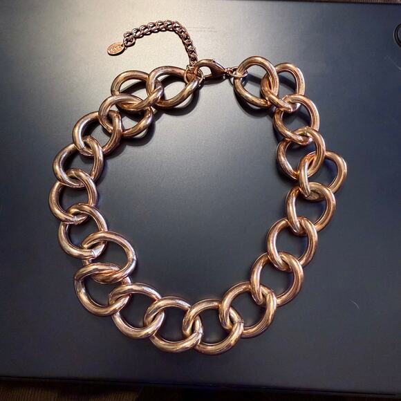 ZARA Rose Gold Tone Chunky Chain Link Statement Necklace - Picture 3 of 8